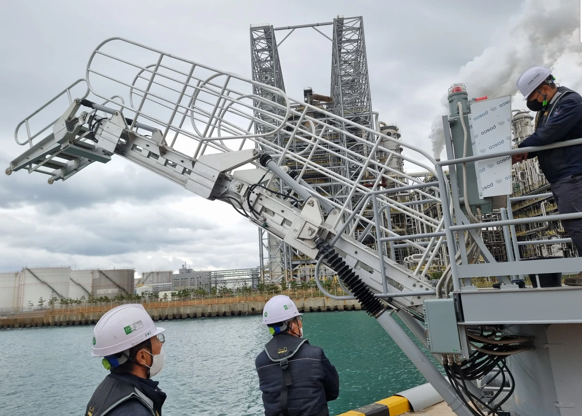 Access Gangway installed at dock for safe ship-shore personnel access