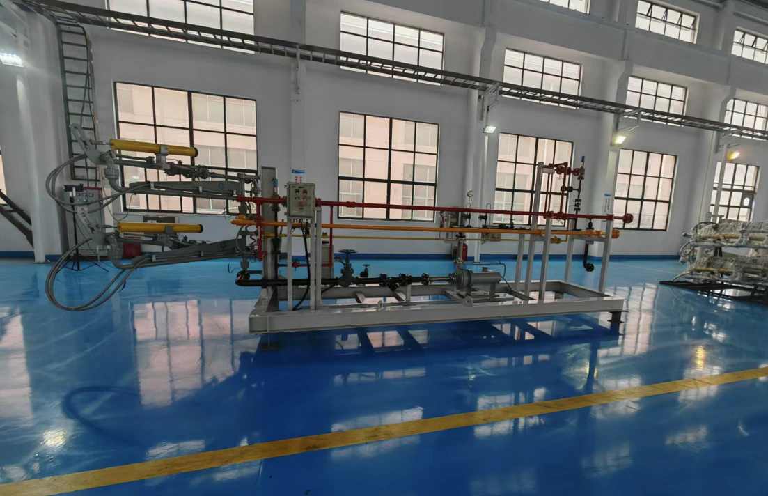 Chemical and liquefied hydrocarbons metering and loading skid in workshop